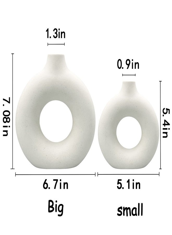 QLOFEI Ceramic Vases Set of 2,Moder White Round Vase Rustic Home Decor，Frosted Ceramic Vase Apply to Living Room、 Kitchen、Mantle、Bedroom、Dining Table、Office - Image 5